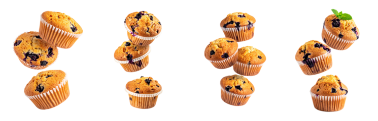 Flying Blueberry Muffins Transparent background