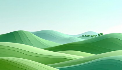 Obraz premium Green Rolling Hills Landscape Abstract Nature Background Peaceful Environment