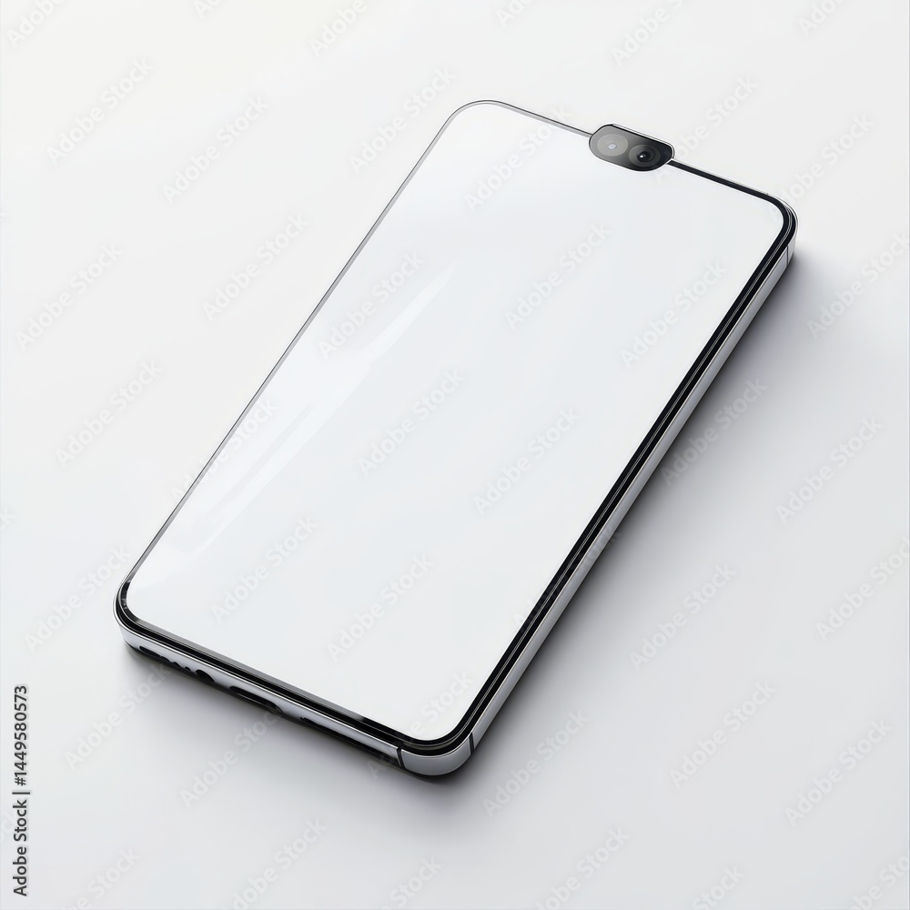 Wall mural white screen smartphone mockup isolated on white background for product display and app presentation