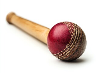 Wooden Cricket Bat with Old Ball