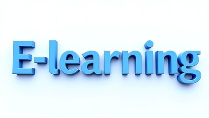 E learning concept displayed in bold blue typography on a plain background