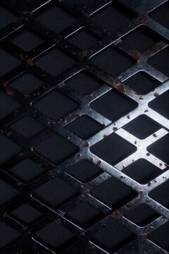 3D Rusted Metal Mesh with Carbon Fiber Vertical Background