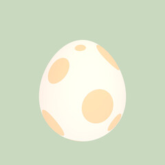 Cartoon polka-dot egg object on green background.