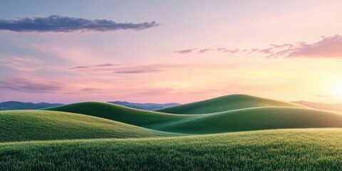 Obraz premium Serene rolling hills at golden hour