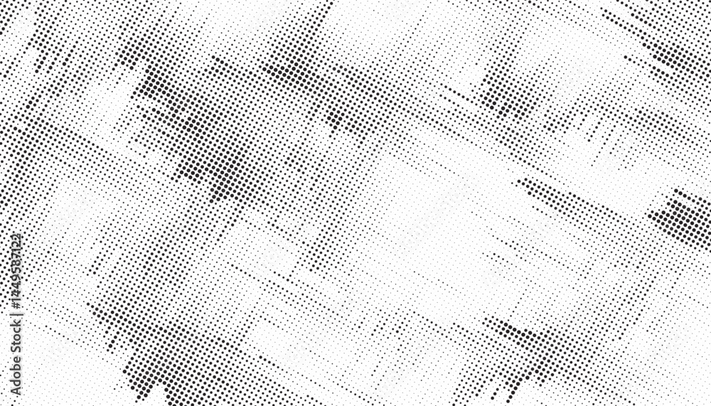 Poster Halftone vector background. Monochrome halftone pattern. Abstract geometric dots background. Pop Art comic gradient black white texture. Design for presentation banner, poster, flyer, business card.