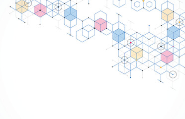 Abstract geometric boxes pattern dot line connection background. Modern technology with square mesh. Geometric on white background with lines. Cube cell. Vector illustration