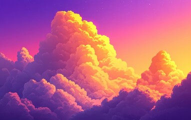 Vibrant sunset cloudscape with dramatic color gradients.