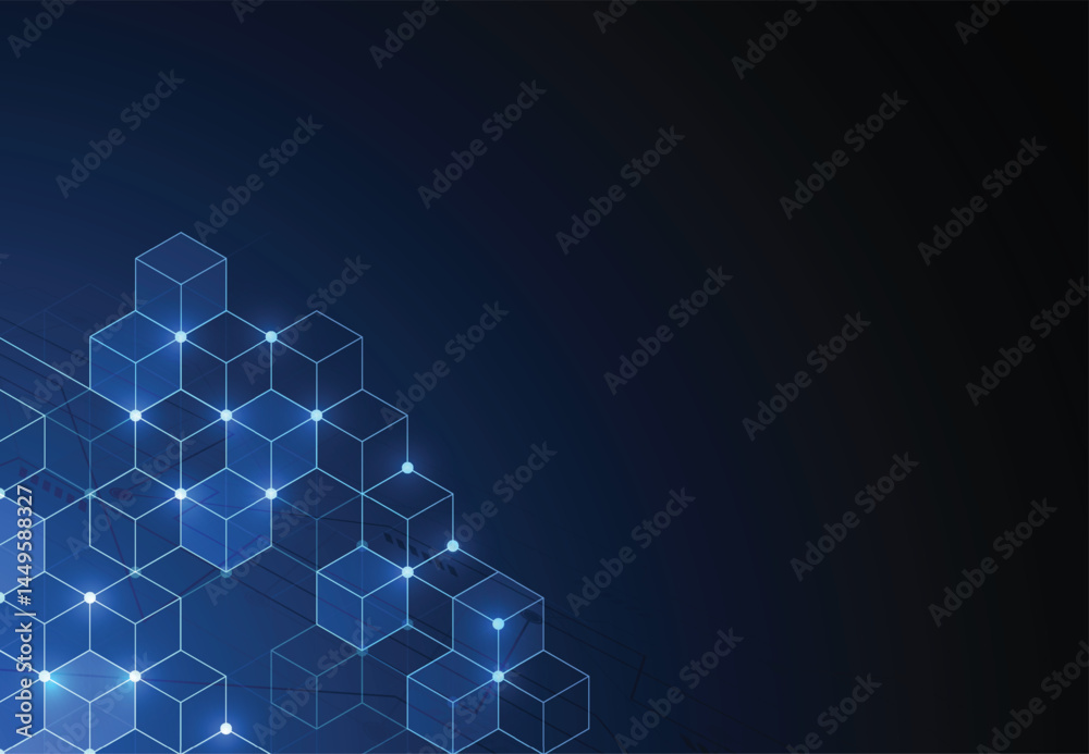 Wall mural abstract blockchain digital technology concept. big data design. vector illustration