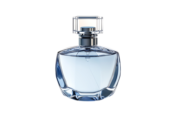 Elegant empty bottle of perfume isolated on transparent background
