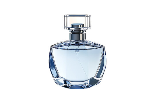Elegant empty bottle of perfume isolated on transparent background
