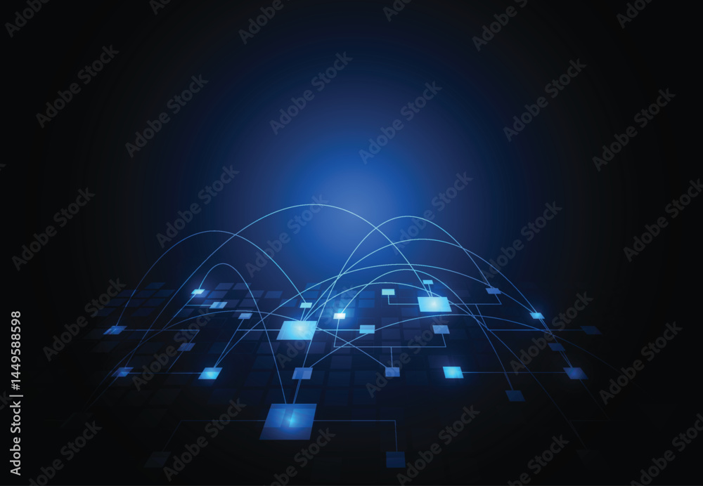 Wall mural blockchain digital technology design concept. decentralized network. big data design. vector illustr