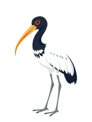 Obraz premium an image of a bird with a long beak standing on a white surface, there is a bird with a long beak standing on a white surface