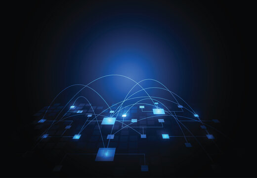 Blockchain digital technology design concept. Decentralized network. Big data design. Vector illustration