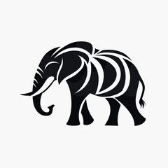 Obraz premium Abstract Black and White Elephant Silhouette Design 
