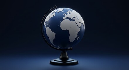 Globe Model: Earth Visualization on Dark Blue Background