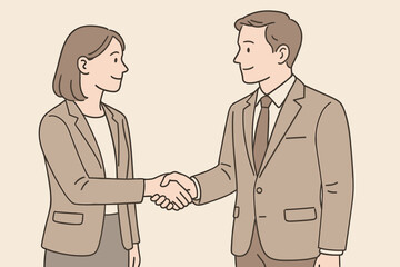 Fototapeta premium Business Professionals Shaking Hands in Neutral Background 