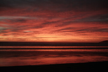 sunset sky at pacific ocean 