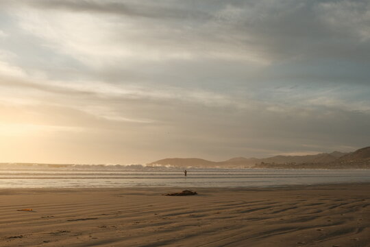 afternoon delicate sky at ocean beach