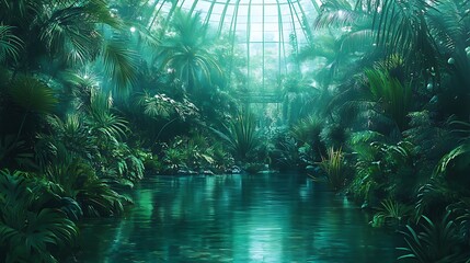 Tropical greenhouse interior