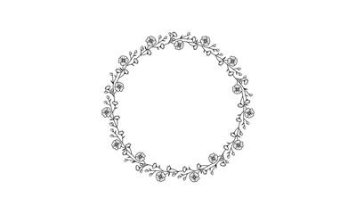 Hand Drawn Floral Circle Frame