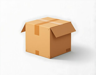 Open Cardboard Box on White Background for Shipping or Delivery