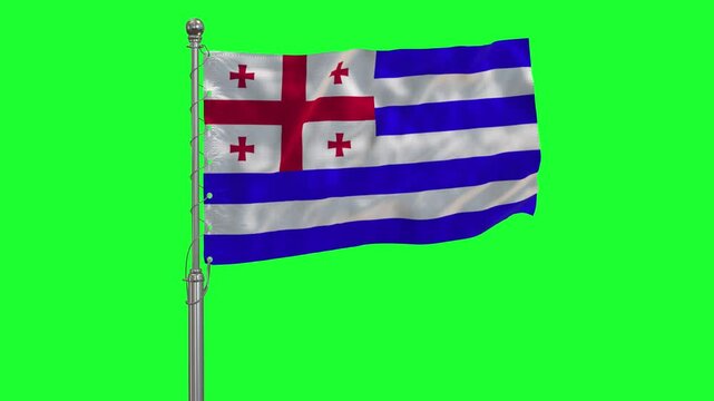 Ajaria 3D 4K Flag Realistic Waving in the Wing Insolated Green Screen