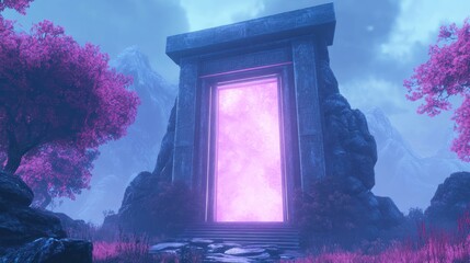Ethereal Gateway: A Mystical Portal in a Dreamlike Landscape