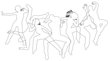 Street dancers dancing silhouette hip hop dance silhouettes poses set