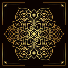 Luxury background with gold islamic mandala ornament on dark surface