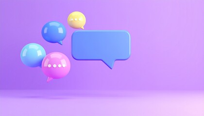 Fototapeta premium Engaging chat bubbles illustration in a purple background graphic design digital art minimalistic style