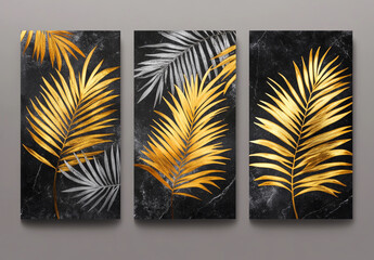 Elegant Palm Art on Black Marble