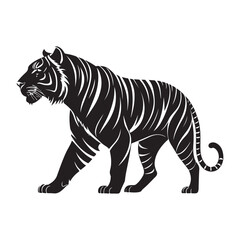 Simple Design of Silhouette of Tiger Walking Vector