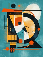 Abstract Geometric Teal Orange Black Composition