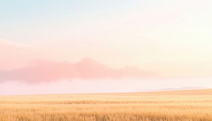 Fototapeta premium Golden wheat fields swaying in the breeze at sunset rural landscape nature photography tranquil environment wide angle view serenity concept