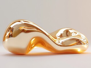Abstract Gold Sculpture  Fluid Organic Forms and Reflective Surface