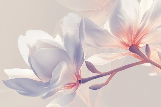 Delicate magnolia blossoms in soft pastel hues.
