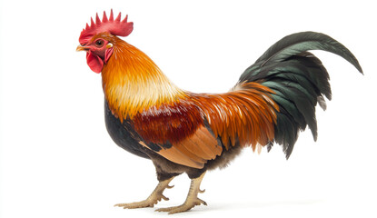 Fototapeta premium Realistic Full-Body Rooster on White Background