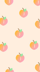 Peach pattern wallpaper template design. Summer, fresh, food concepts. Flat decorative vector design isolated illustration. 
