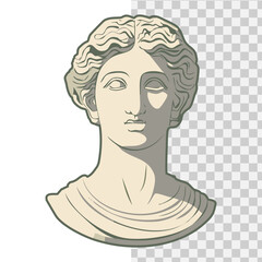 ancient deity statue flat illustration with watercolor style