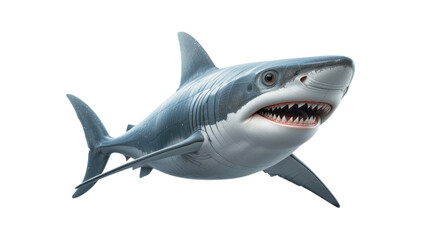 Obraz premium menacing great white shark, showcasing sharp teeth and a powerful jaw isolated on transpraent png