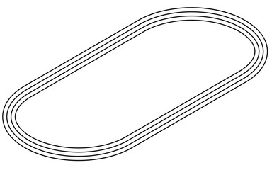 Isometric illustration of a simple line drawing of a track (400 meters)