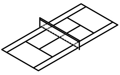 Isometric illustration of a simple line drawing of a tennis court