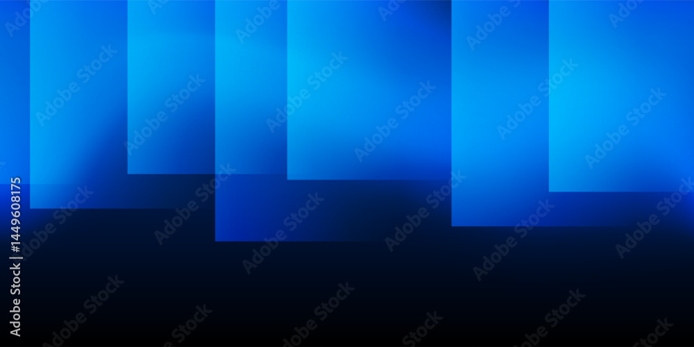 Wall mural a modern abstract design featuring a smooth blue gradient background with overlapping transparent sq