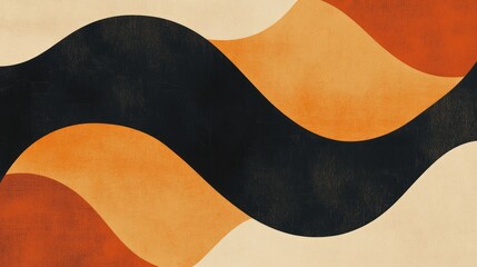 Obraz premium Abstract wavy orange, brown, beige shapes; textured background; design element
