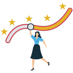 angry woman push rating bar down to show dissatisfaction symbolizing negative feedback or complaint