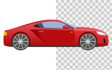 A red car flat illustration with watercolor style