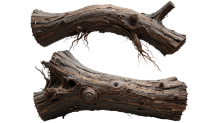 curved, detailed wood pieces, isolated on tranpsarent png