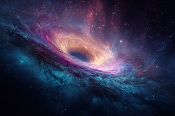 Obraz premium Cosmic Vortex: A mesmerizing view of a black hole within a vibrant nebula.