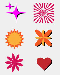 set of abstract flowers