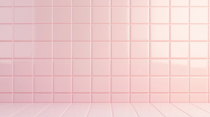 A pastel pink ceramic tile wall, pink and white wall